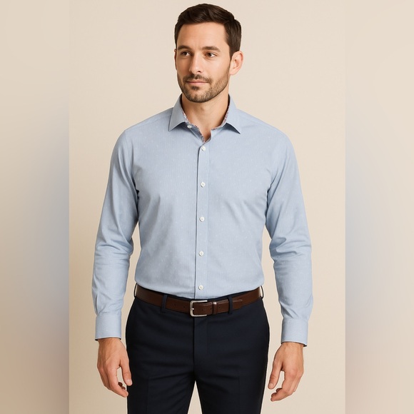 Ted Baker Other - Ted Baker Endurance Blue Microstripe Dress Shirt – Floral Trim – Size 17 (34/35)